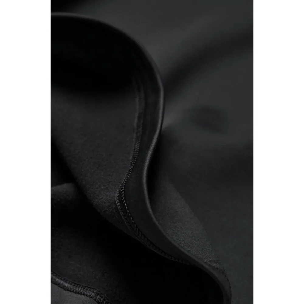 Alo Airbrush Winter Warm Nocturne Long Sleeve Black Brushed Fleece Fitted Top S